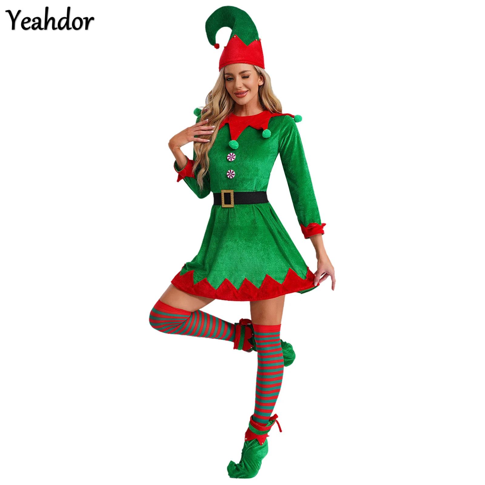 Elf Costume Christmas - Women Christmas Elf Costumes Flannel/Velvet Dress