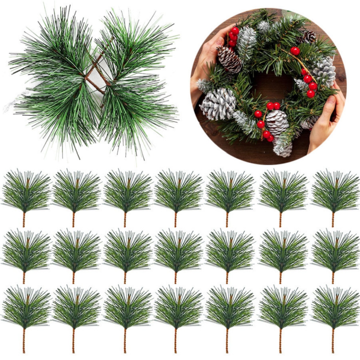 10-100pcs Artificial Green Pin - đánh giá và giá Christmas Wreath Fake