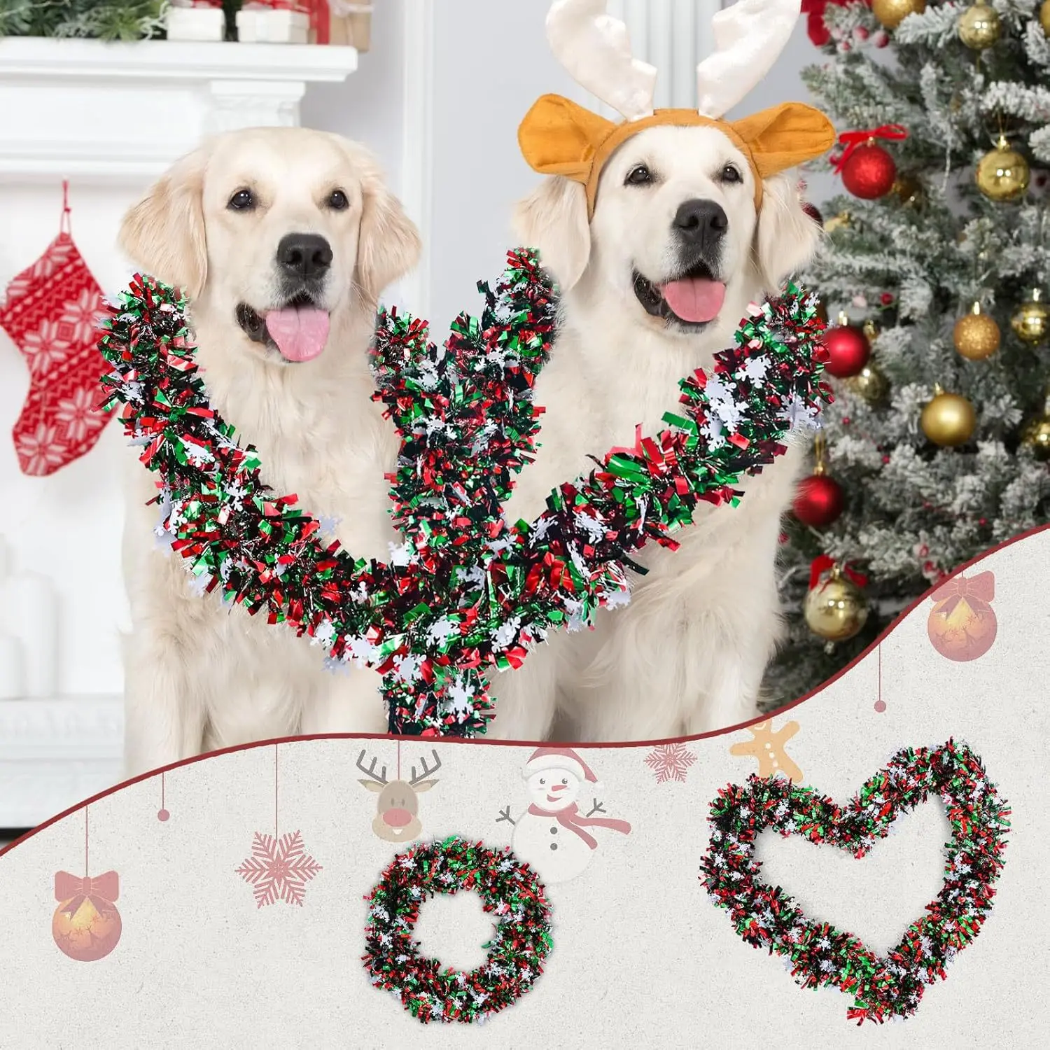 2M Christmas Snowflake Tinsel  - đánh giá và giá Tinsel Garland Decoration