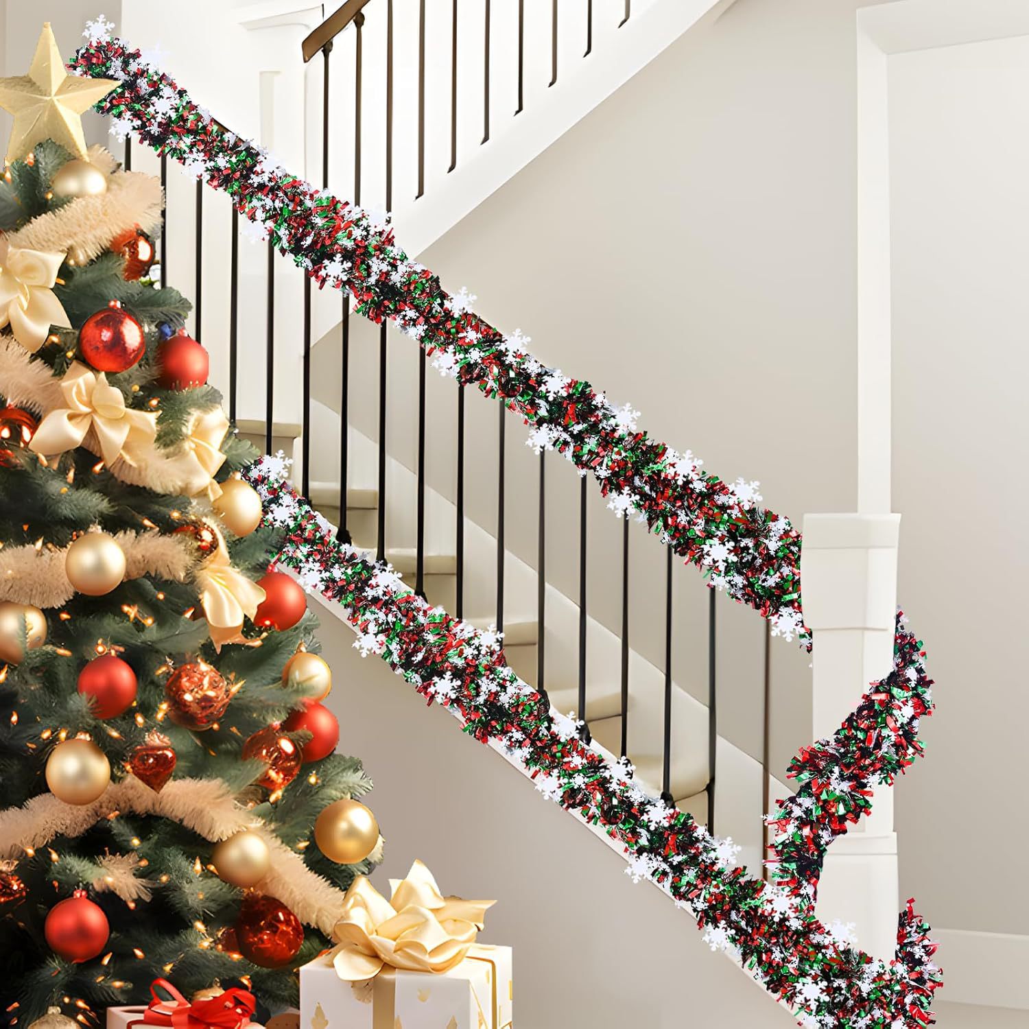 2M Christmas Snowflake Tinsel  - đánh giá và giá Tinsel Garland Decoration