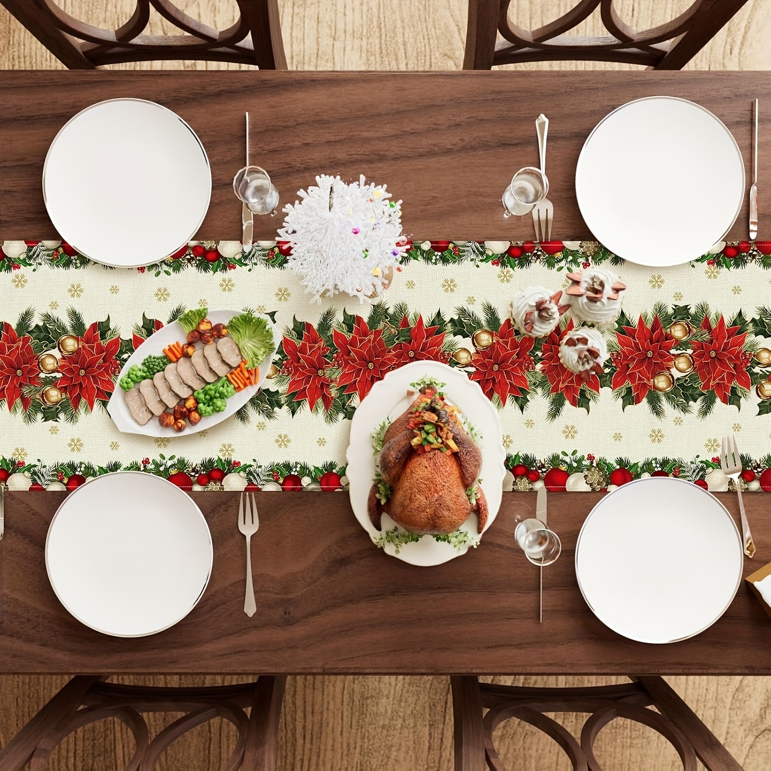 1pc Multi-Size Winter Floral T - đánh giá và giá Christmas Table Runner