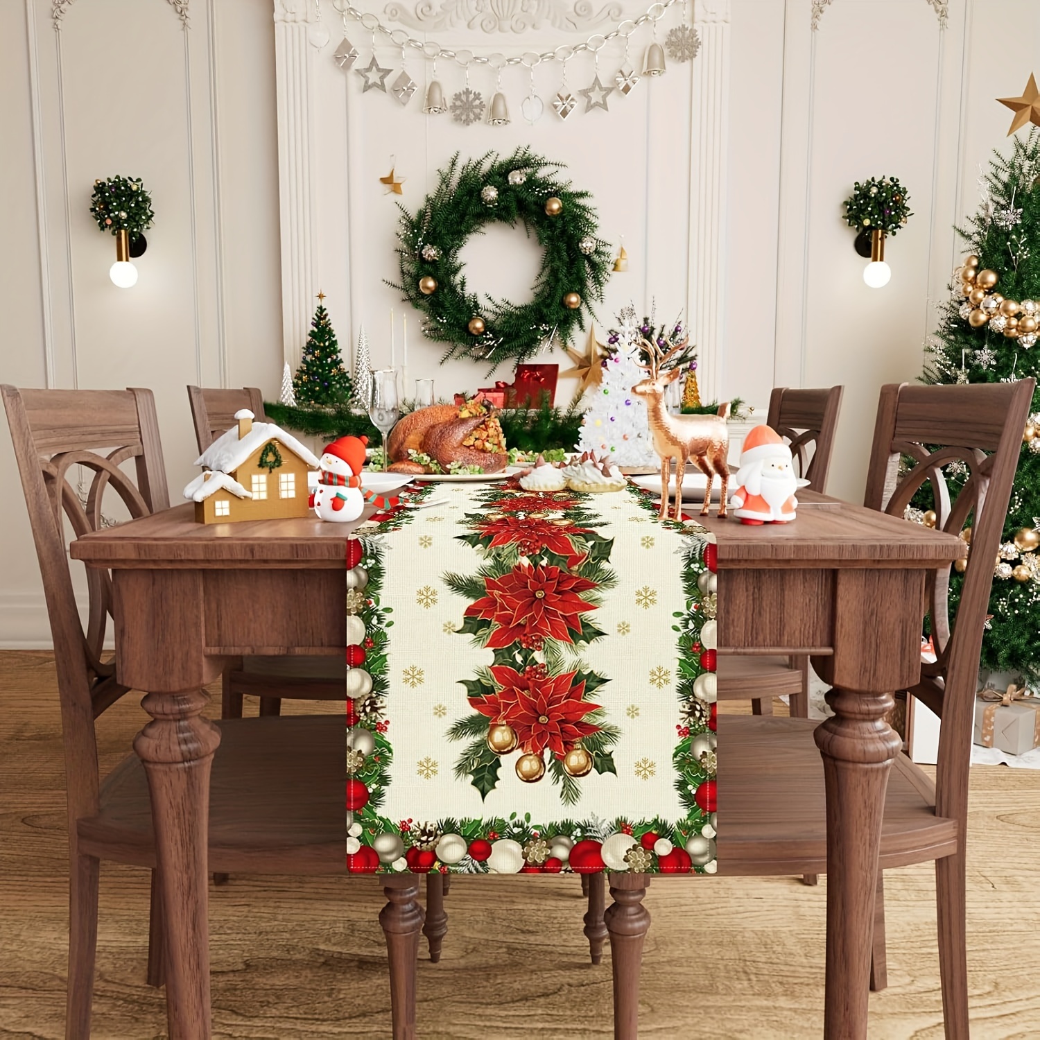 1pc Multi-Size Winter Floral T - đánh giá và giá Christmas Table Runner