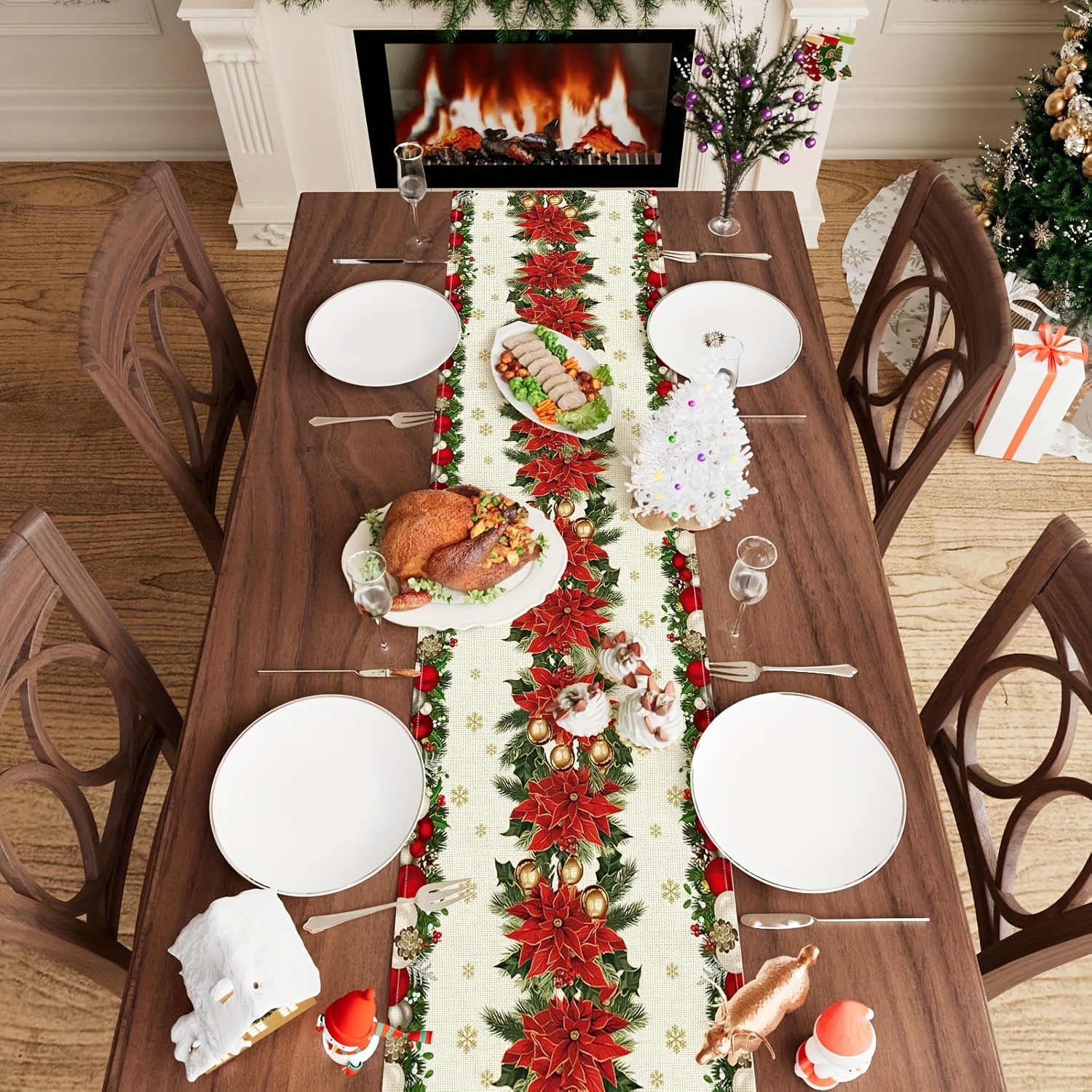 1pc Multi-Size Winter Floral T - đánh giá và giá Christmas Table Runner