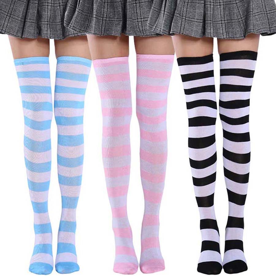 Cute Pink Blue Lolita Striped  - đánh giá và giá Christmas Stocking Hanging