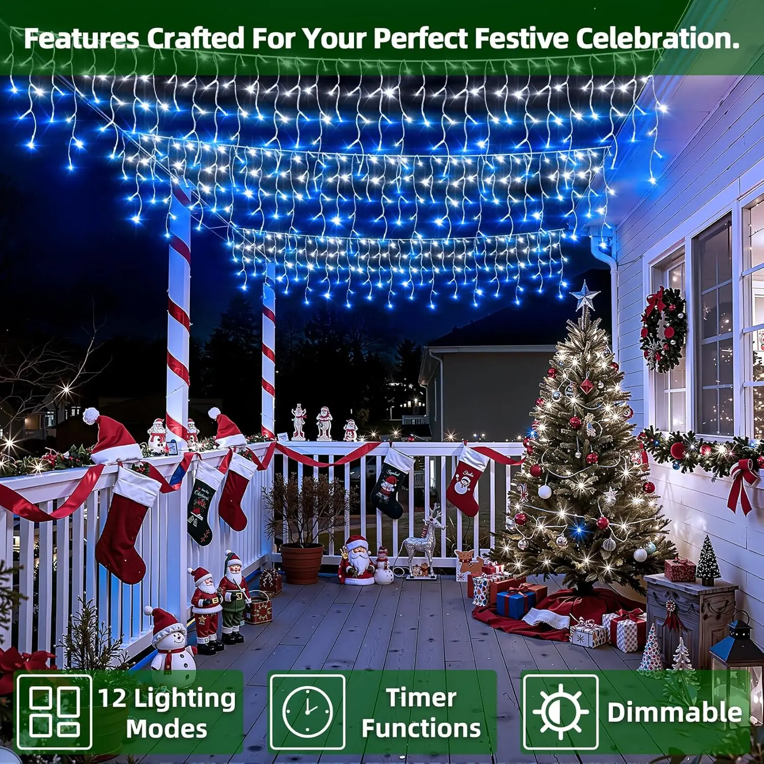50ft 504 LED Icicle Lights, 12 - đánh giá và giá Led Fairy String Lights