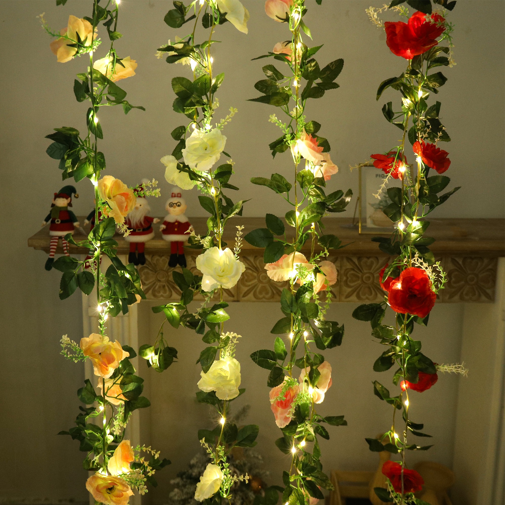 Rose LED Vine Light String Art - đánh giá và giá Christmas Wreath Fake