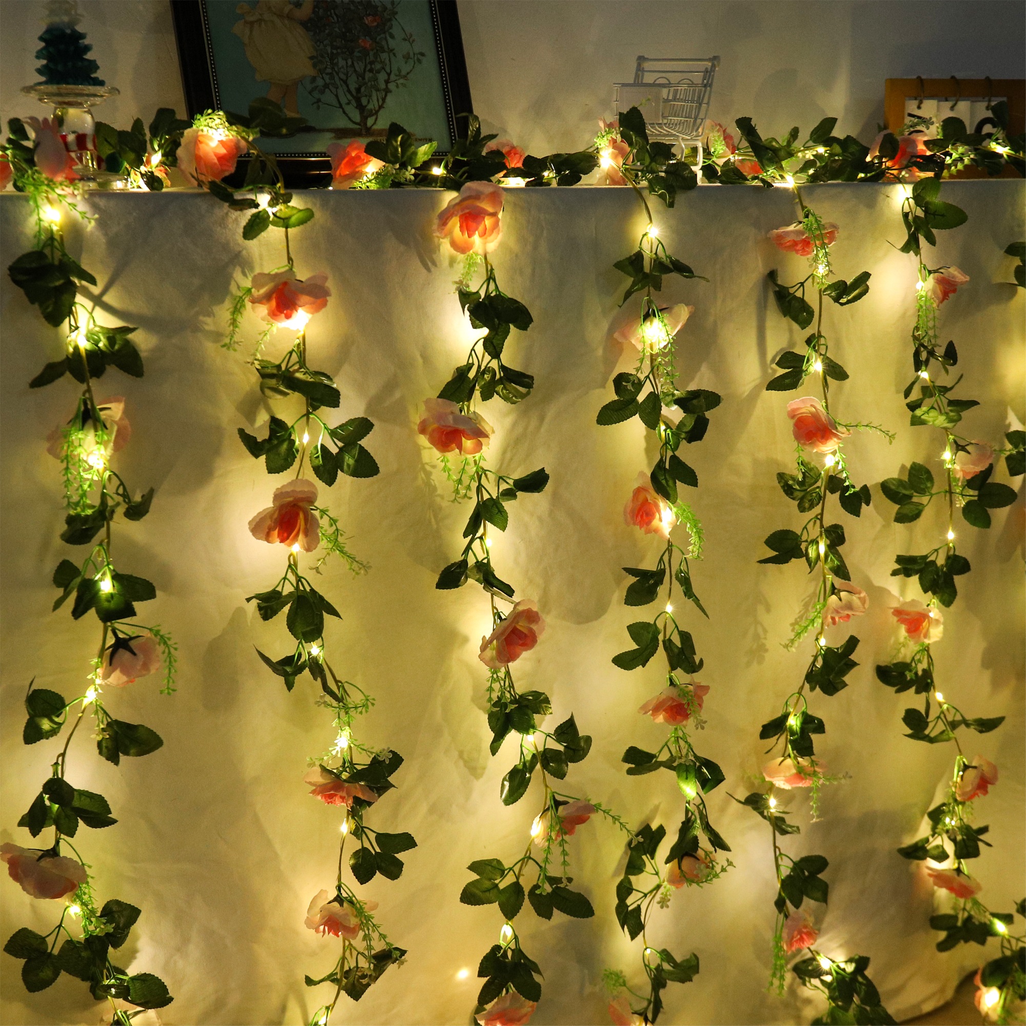 Rose LED Vine Light String Art - đánh giá và giá Christmas Wreath Fake
