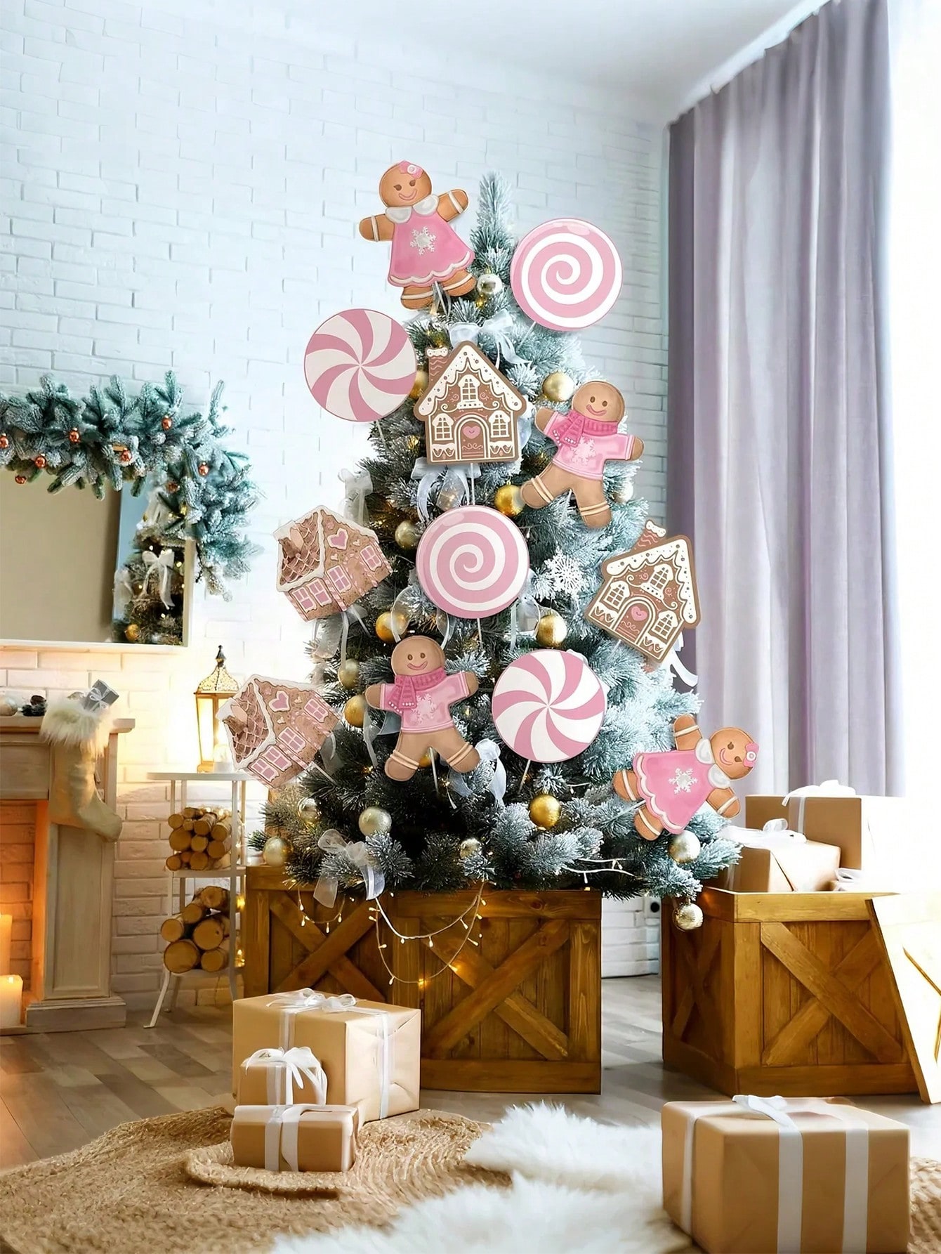 2/6Pcs Large Pink Candy Ginger - đánh giá và giá Star Tree Topper